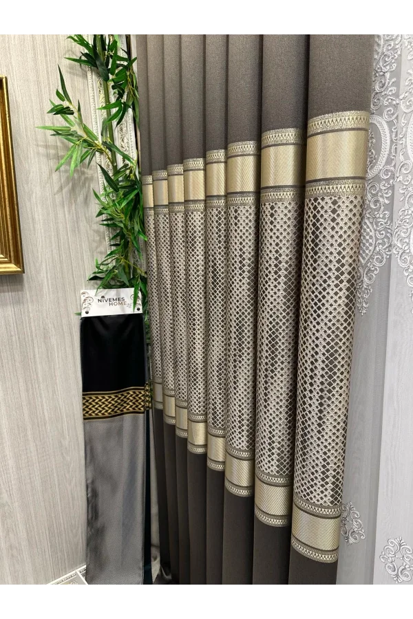 NİVEMESHOME МОЗАИКА FT614163 V-5302 ANTRASİT 1/3 ЩЕЛКАНЫЙ УДЛИНЕННЫЙ ЗАНАВЕС APM