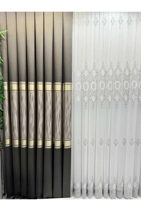 NİVEMESHOME МОЗАИКА FT614163 V-5302 ANTRASİT 1/3 ЩЕЛКАНЫЙ УДЛИНЕННЫЙ ЗАНАВЕС APM