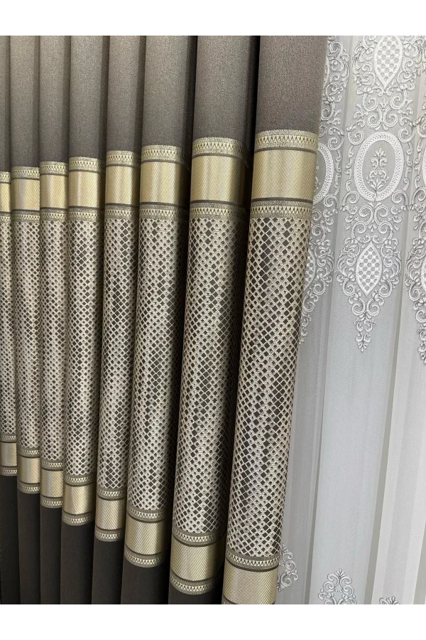 NİVEMESHOME МОЗАИКА FT614163 V-5302 ANTRASİT 1/3 ЩЕЛКАНЫЙ УДЛИНЕННЫЙ ЗАНАВЕС APM