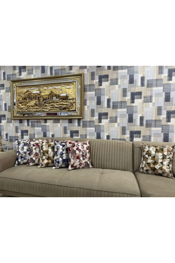 NIVEMESHOME MOSAIC BLUE-WHITE (45X45) FILLED CUSHION COVER