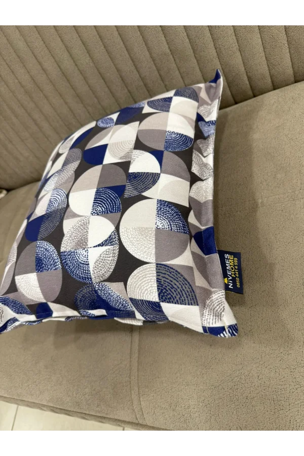 NİVEMESHOME MOZAİK MAVİ-BEYAZ (45X45) KIRLENT KILIFI