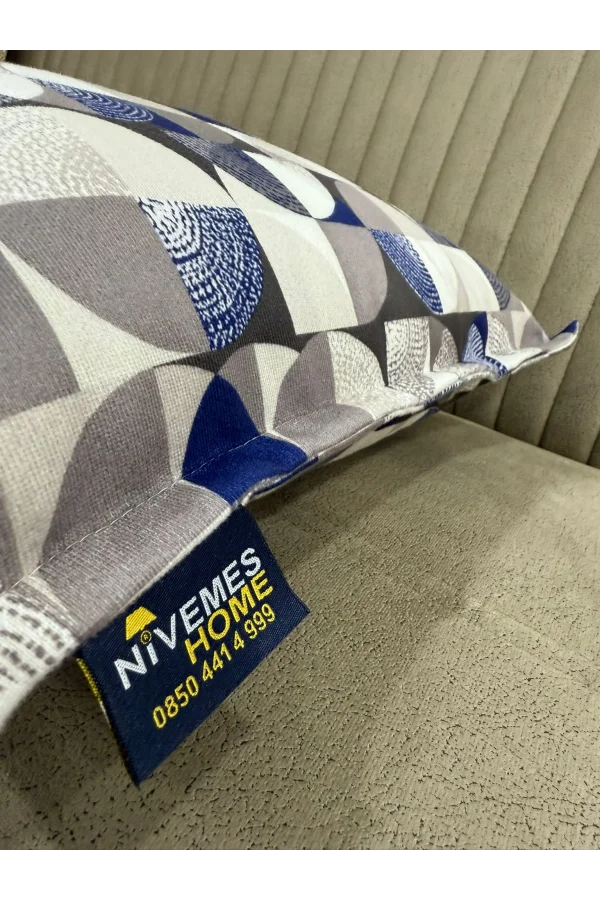 NİVEMESHOME MOZAİK MAVİ-BEYAZ (45X45) KIRLENT KILIFI