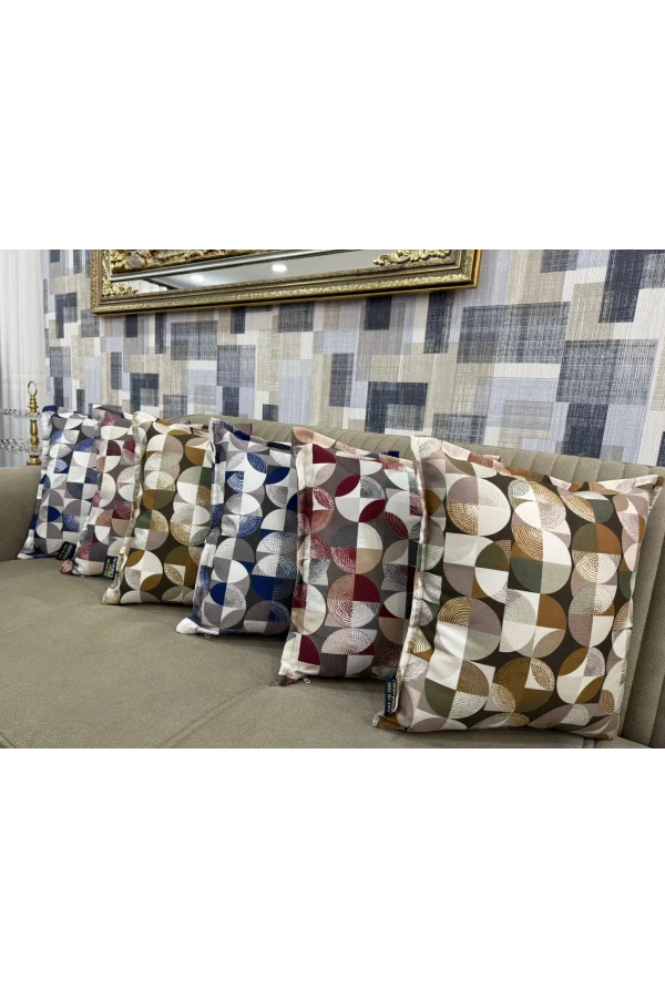 NİVEMESHOME MOZAİK YEŞİL-KAHVE (45X45) GEFÜLLTE KISSENBEZUG