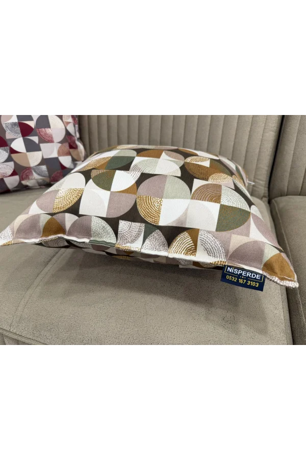 NİVEMESHOME MOZAİK YEŞİL-KAHVE (45X45) GEFÜLLTE KISSENBEZUG