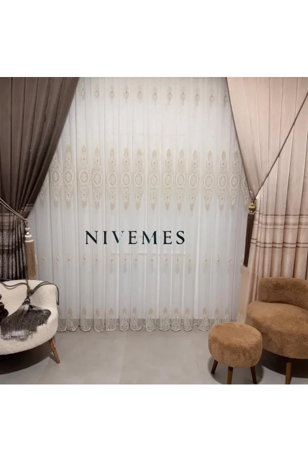 NIVEMESHOME GLÜCKLICHE STERNZEICHEN-DESIGN 1650 1/3 DICKES FALTIGES VOILE-VORHANG APM