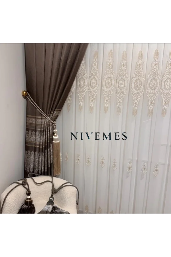 NIVEMESHOME GLÜCKLICHE STERNZEICHEN-DESIGN 1650 1/3 DICKES FALTIGES VOILE-VORHANG APM