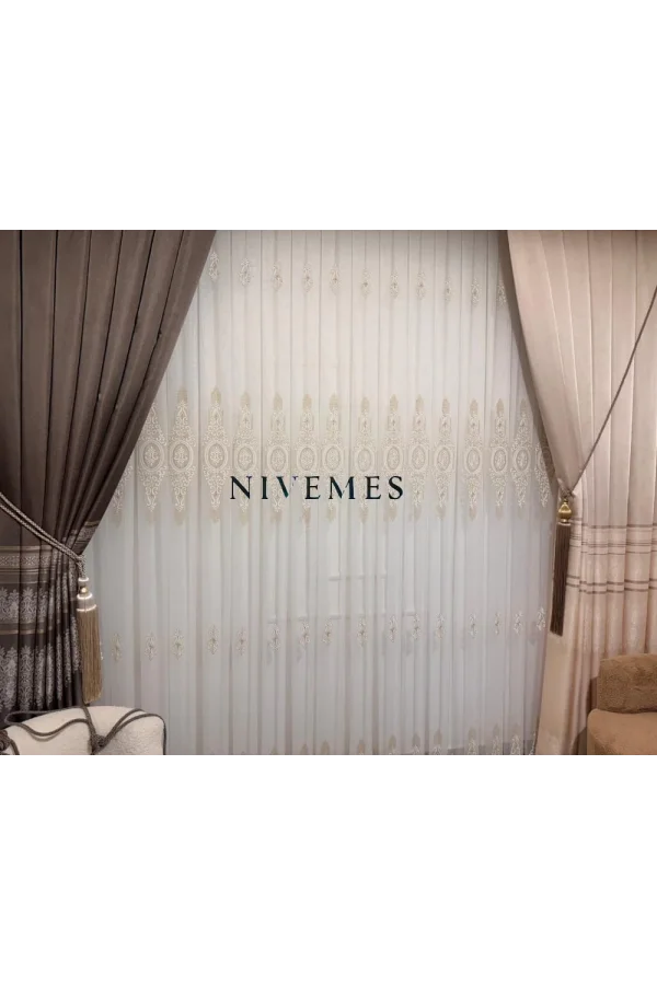 NIVEMESHOME GLÜCKLICHE STERNZEICHEN-DESIGN 1650 1/3 DICKES FALTIGES VOILE-VORHANG APM