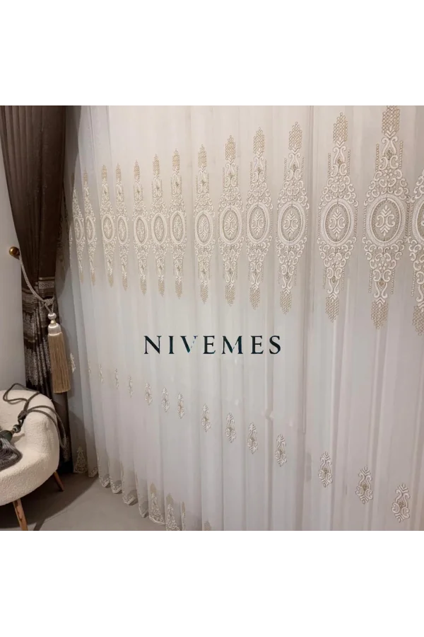 NIVEMESHOME GLÜCKLICHE STERNZEICHEN-DESIGN 1650 1/3 DICKES FALTIGES VOILE-VORHANG APM