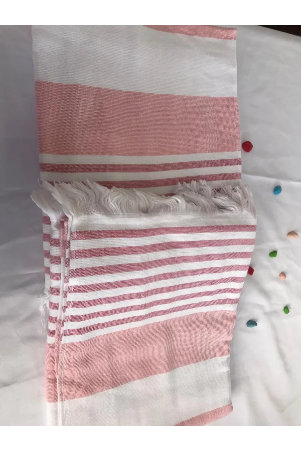 TOALLA DE PLAYA NARCISSHOME CON RAYAS BLANCAS Y FLECOS