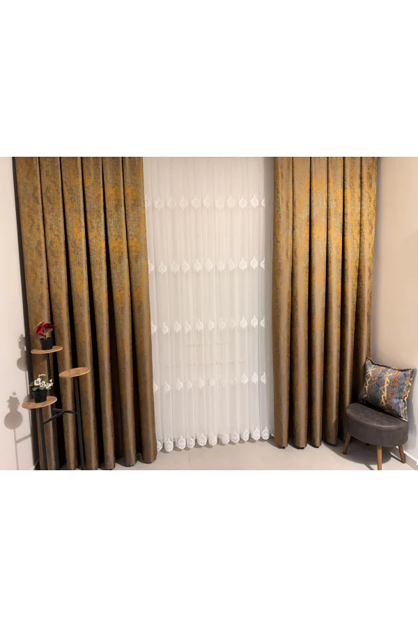 NİVEMESHOME NARDEN 1/3 DİK KURUMLU TÜL PERDE APM