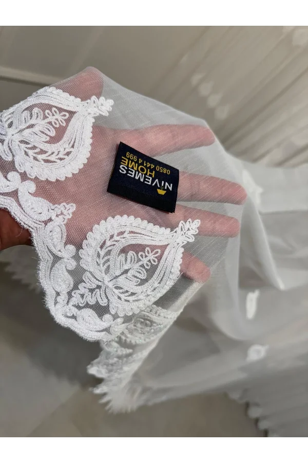 NİVEMESHOME NARDEN 1/3 DİK KURUMLU TÜL PERDE APM