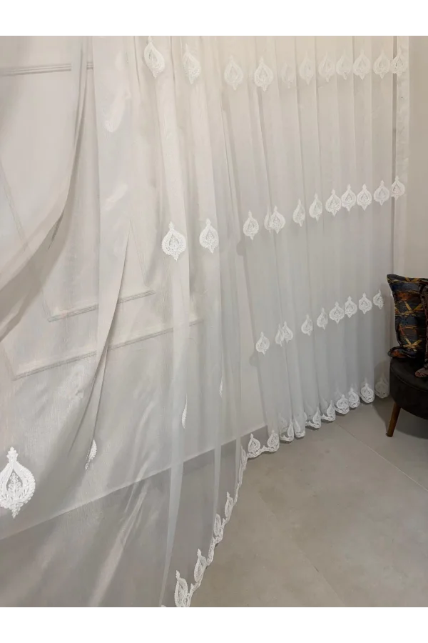 NİVEMESHOME NARDEN 1/3 DİK KURUMLU TÜL PERDE APM