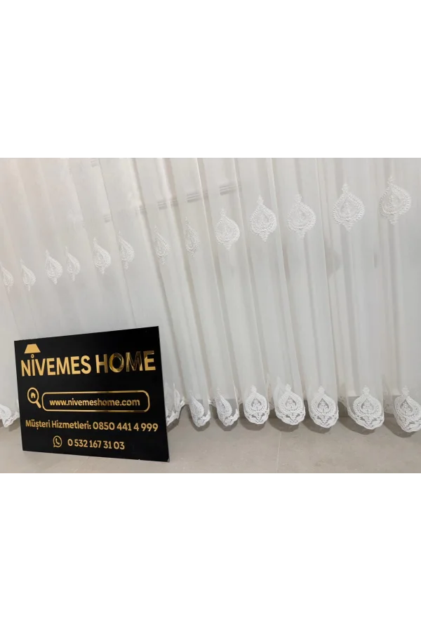 NİVEMESHOME NARDEN 1/3 DİK KURUMLU TÜL PERDE APM