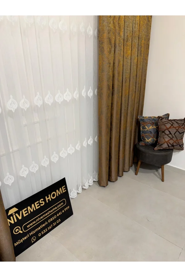 NİVEMESHOME NARDEN 1/3 DİK KURUMLU TÜL PERDE APM