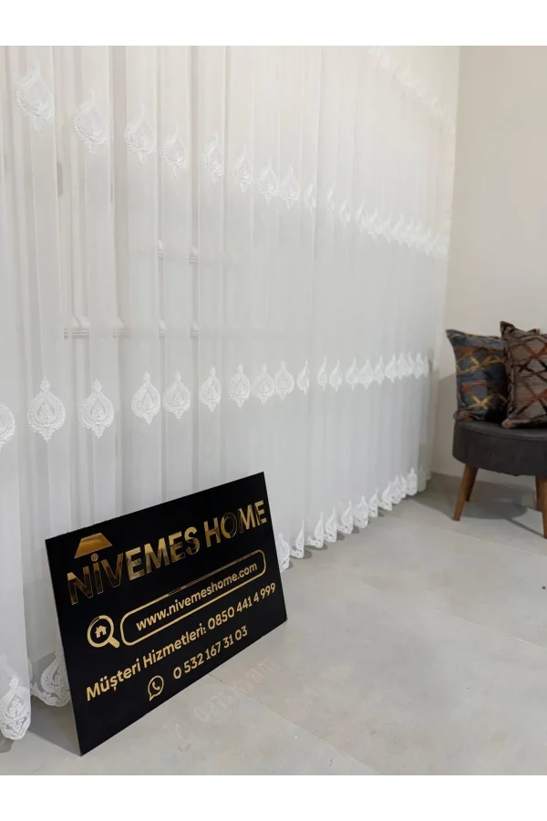 NİVEMESHOME NARDEN 1/3 DİK KURUMLU TÜL PERDE APM