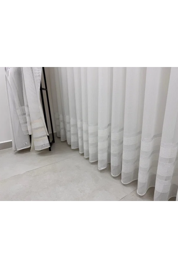 NİVEMESHOME NATUREL DSN:6004 V- SILBER DETAILLIERT 1/3 DICHT TÜLL VORHANG