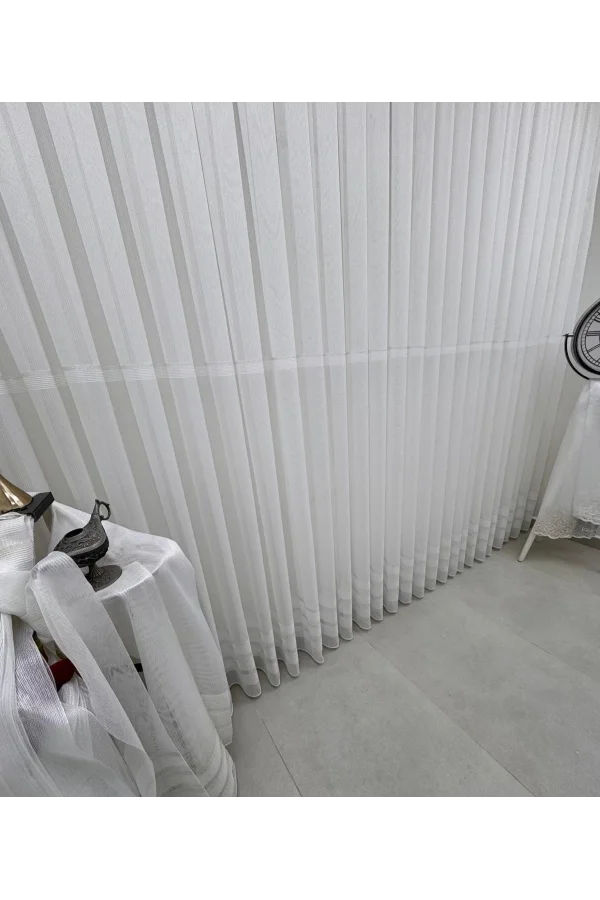 NİVEMESHOME NATUREL DSN:6004 V- SILBER DETAILLIERT 1/3 DICHT TÜLL VORHANG