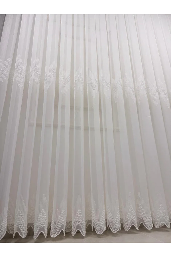 NİVEMESHOME NATÜRLICHE NEUES MODELL 1/3 DICHTEN GEKRÄUSELTEN TÜLL VORHANG APM