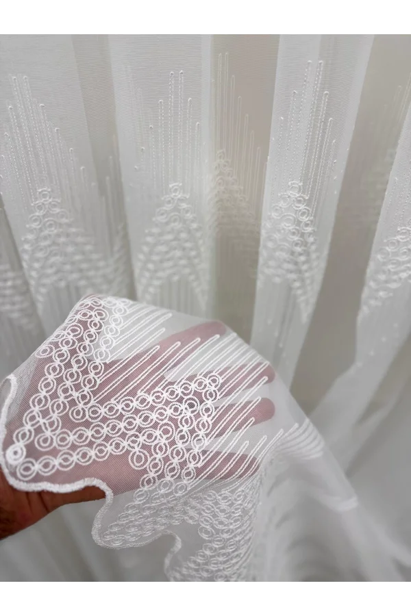 NİVEMESHOME NATÜRLICHE NEUES MODELL 1/3 DICHTEN GEKRÄUSELTEN TÜLL VORHANG APM