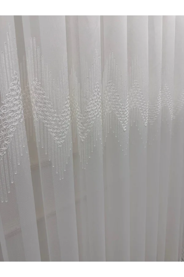 NİVEMESHOME NATÜRLICHE NEUES MODELL 1/3 DICHTEN GEKRÄUSELTEN TÜLL VORHANG APM