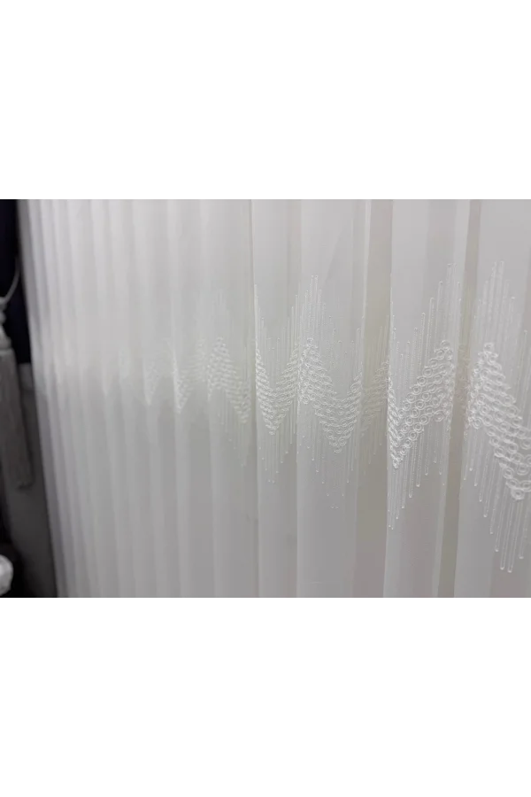 NİVEMESHOME NATÜRLICHE NEUES MODELL 1/3 DICHTEN GEKRÄUSELTEN TÜLL VORHANG APM