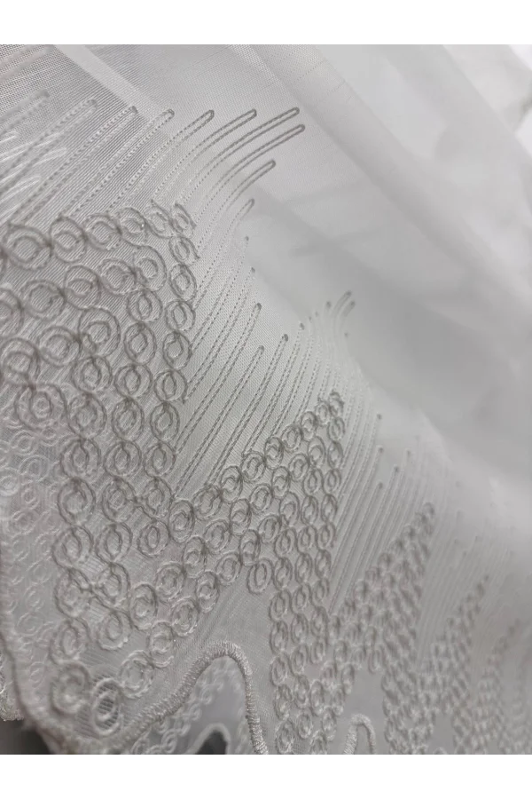 NİVEMESHOME NATÜRLICHE NEUES MODELL 1/3 DICHTEN GEKRÄUSELTEN TÜLL VORHANG APM