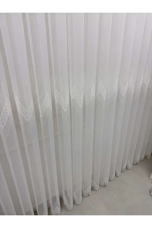 NİVEMESHOME NATÜRLICHE NEUES MODELL 1/3 DICHTEN GEKRÄUSELTEN TÜLL VORHANG APM