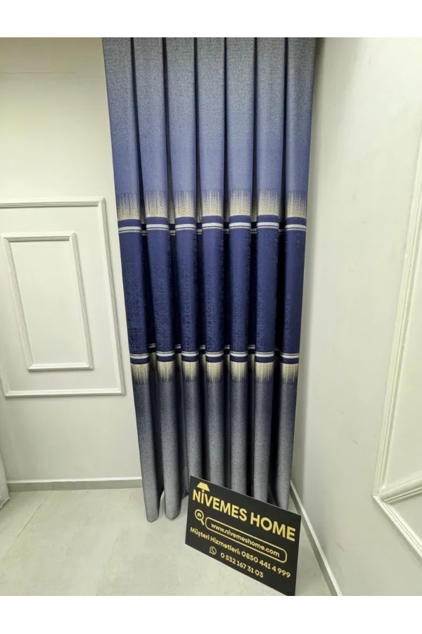 NİVEMESHOME NİLÜFER  V -517 LACİVERT 1/3 SIK PİLELİ FON PERDE APM