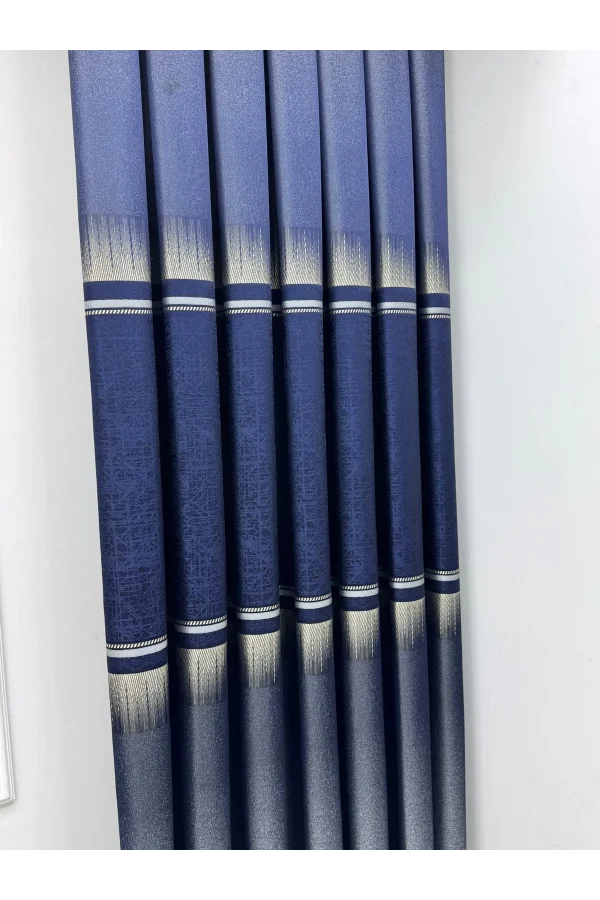 NİVEMESHOME NİLÜFER V -517 LACİVERT 1/3 SIK PİLELİ FON PERDE APM