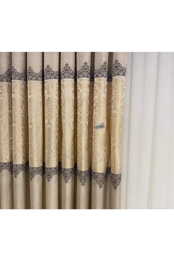 NİVEMESHOME NİS ALLIANZ PANO-HINTERGRUNGVORHANG CREME BEIGE 1/3 DICHTER GEPLETTERTER VORHANG