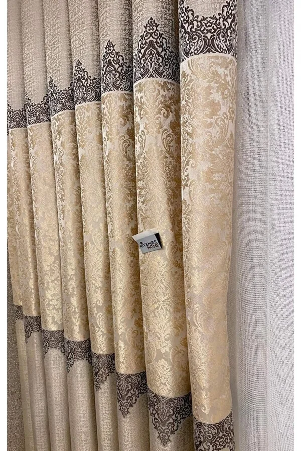 NİVEMESHOME NİS ALLIANZ PANO-HINTERGRUNGVORHANG CREME BEIGE 1/3 DICHTER GEPLETTERTER VORHANG