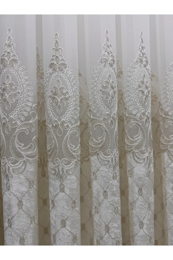 NİVEMESHOME NOVA GOLD DETAYLI  1/2,5  PİLELİ TÜL PERDE APM