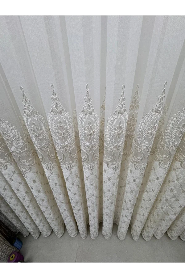 NİVEMESHOME NOVA GOLD DETAYLI  1/2,5  PİLELİ TÜL PERDE APM