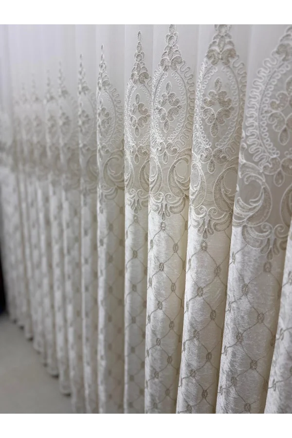 NİVEMESHOME NOVA GOLD DETAYLI  1/2,5  PİLELİ TÜL PERDE APM