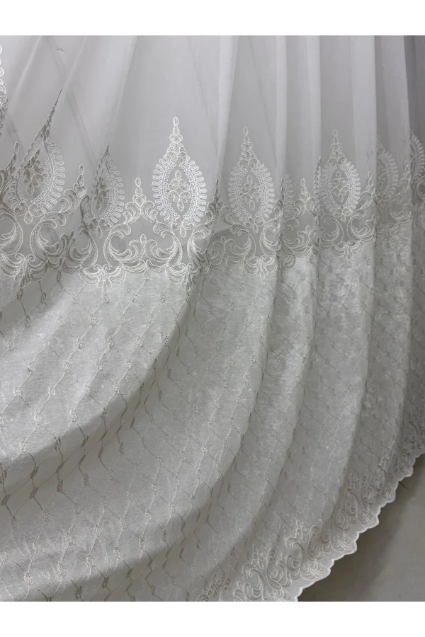 NİVEMESHOME NOVA GOLD DETAYLI  1/3  PİLELİ TÜL PERDE APM