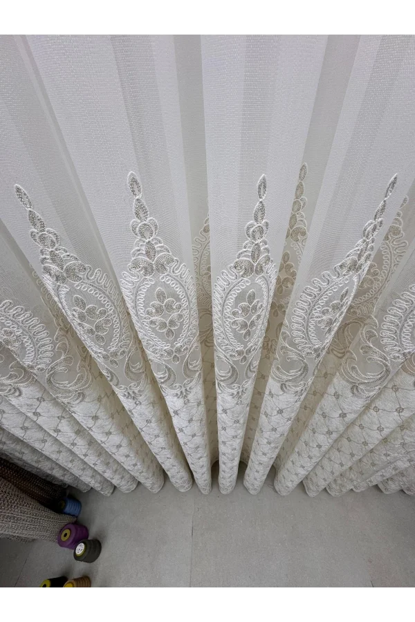 NİVEMESHOME NOVA GOLD DETAYLI  1/3  PİLELİ TÜL PERDE APM