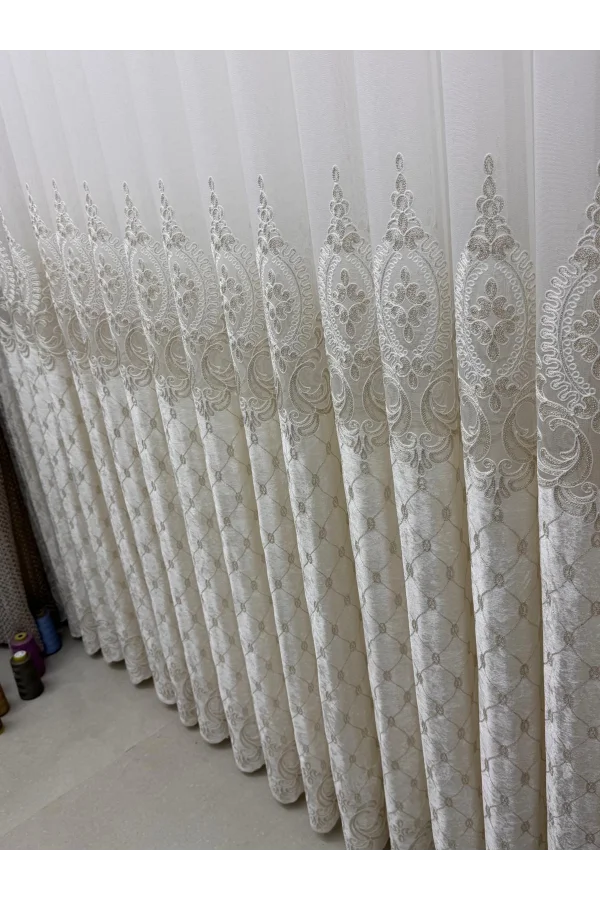 NİVEMESHOME NOVA GOLD DETAYLI  1/3  PİLELİ TÜL PERDE APM