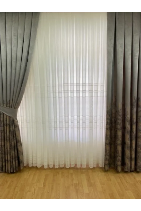 NİVEMESHOME ORTA KEMERLİ FİLELİ ÖRME 1/3 SIK PİLE TÜL PERDE APM