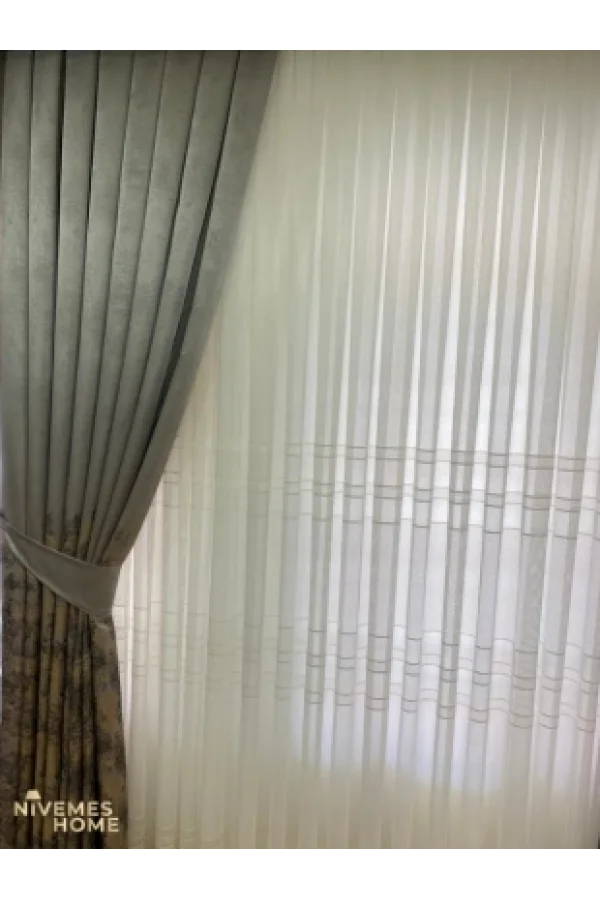 NİVEMESHOME ORTA KEMERLİ FİLELİ ÖRME 1/3 SIK PİLE TÜL PERDE APM