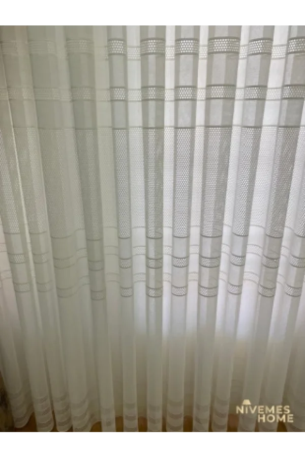 NİVEMESHOME ORTA KEMERLİ FİLELİ ÖRME 1/3 SIK PİLE TÜL PERDE APM