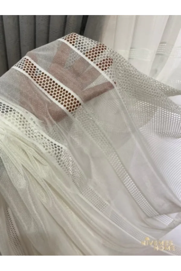 NİVEMESHOME ORTA KEMERLİ FİLELİ ÖRME 1/3 SIK PİLE TÜL PERDE APM