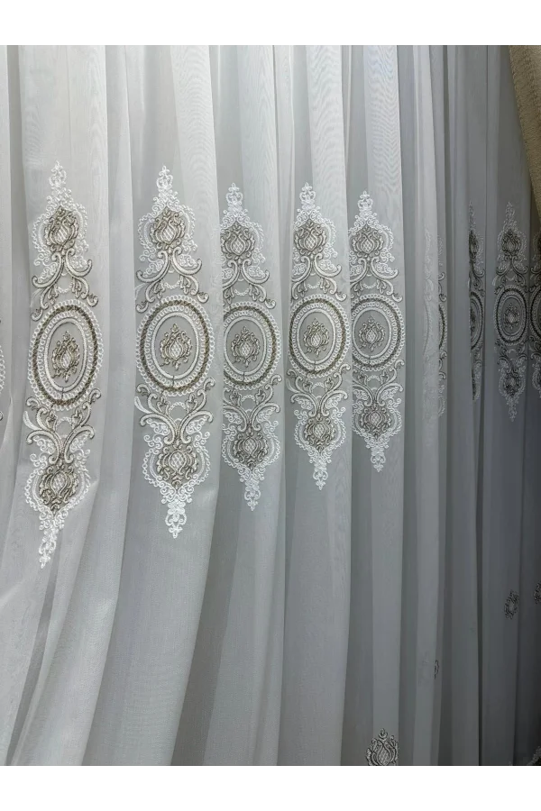 NİVEMESHOME OSNAY MOTİVTELOŞ 1/3 DİCHT GEFALTETER TÜLLGARDINE APM