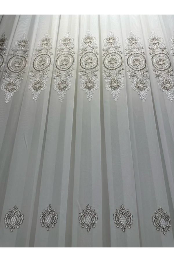 NİVEMESHOME OSNAY MOTİVTELOŞ 1/3 DİCHT GEFALTETER TÜLLGARDINE APM