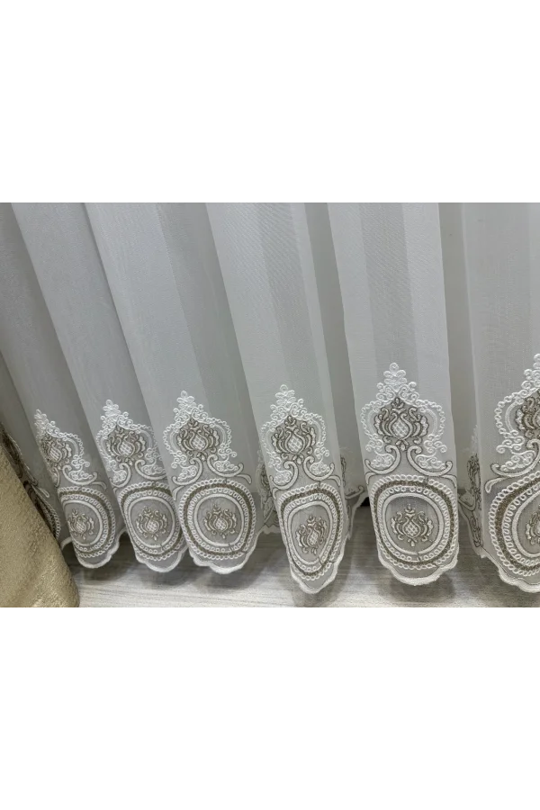 NİVEMESHOME OSNAY MOTİVTELOŞ 1/3 DİCHT GEFALTETER TÜLLGARDINE APM