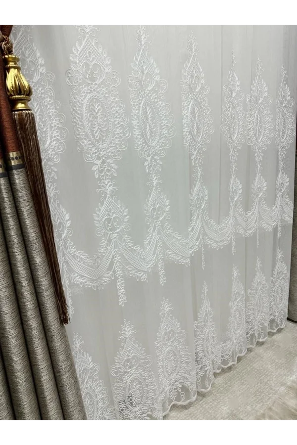 NİVEMESHOME ÖYKÜ 2775 TÜL PERDE 1/3 SIK PİLELİ BEYAZ TÜL PERDE APM