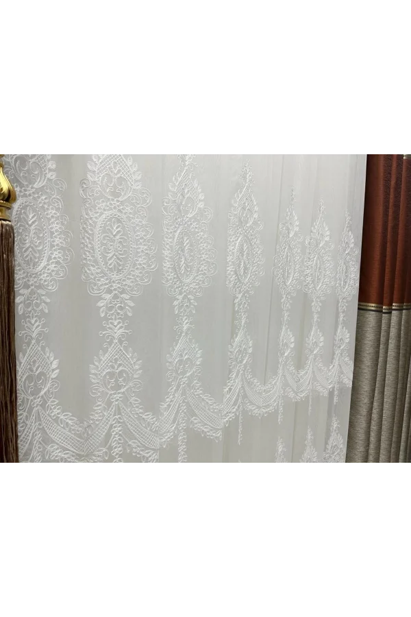 NİVEMESHOME ÖYKÜ 2775 TÜL PERDE 1/3 SIK PİLELİ BEYAZ TÜL PERDE APM