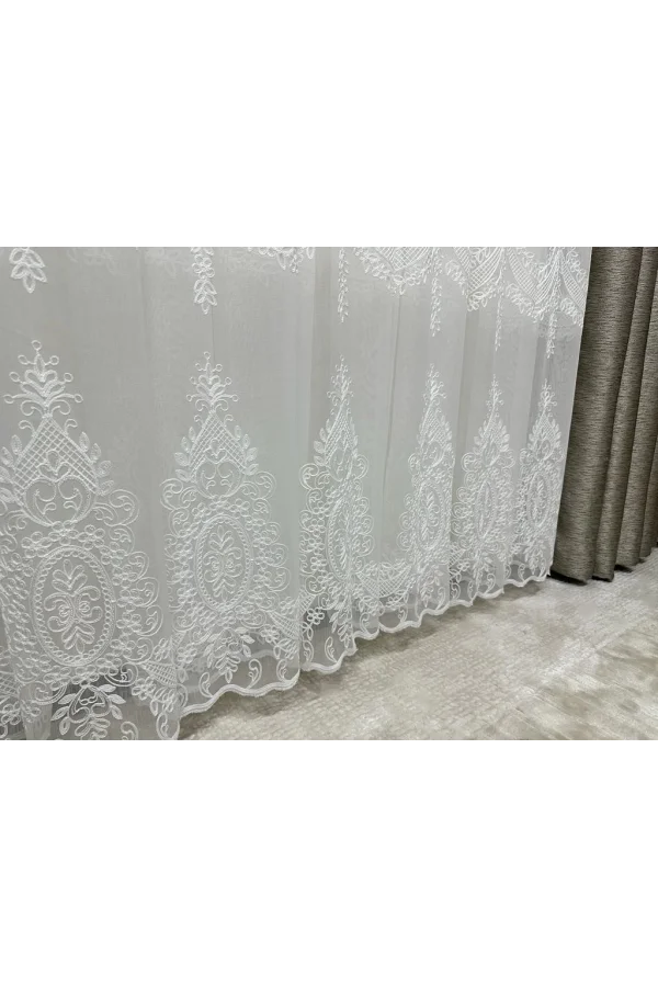 NİVEMESHOME ÖYKÜ 2775 TÜL PERDE 1/3 SIK PİLELİ BEYAZ TÜL PERDE APM
