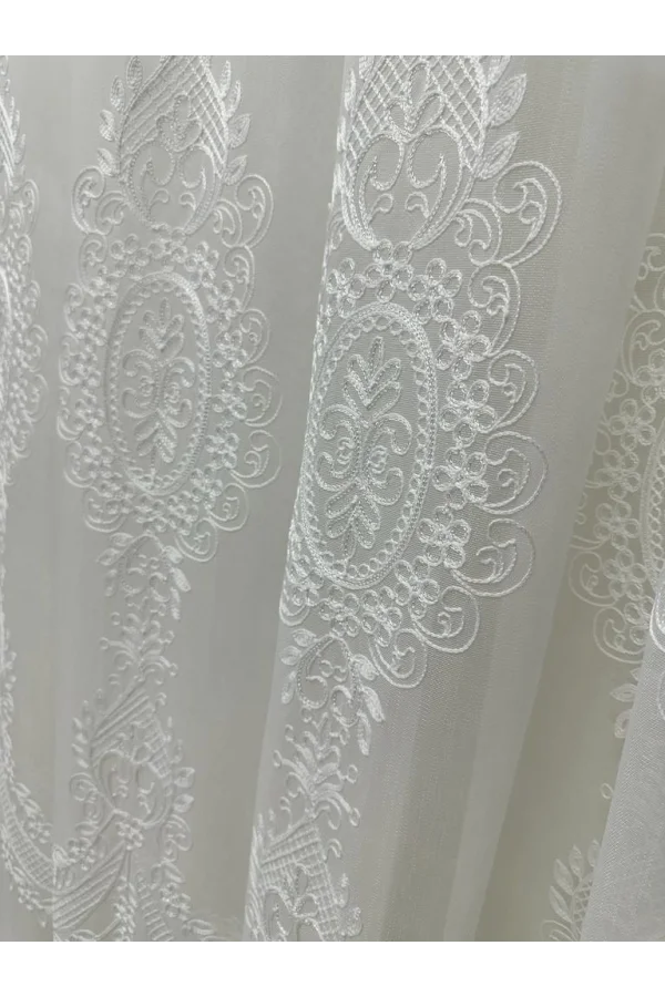 NİVEMESHOME ÖYKÜ 2775 TÜL PERDE 1/3 SIK PİLELİ BEYAZ TÜL PERDE APM