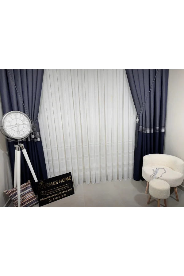 NİVEMESHOME ÖZEL DOKULU MODERN 1/3 SIK PİLELİ TÜLL VORHANGARDINE APM