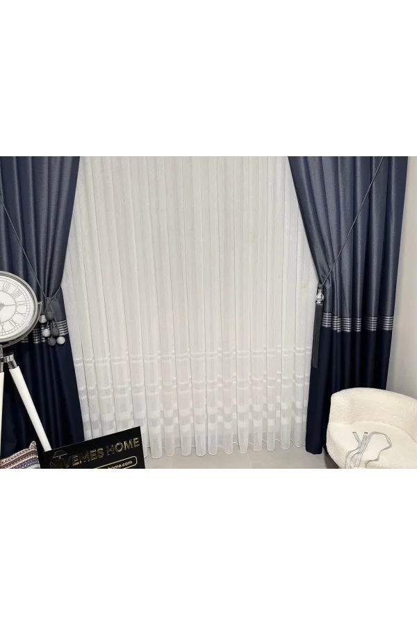 NİVEMESHOME ÖZEL DOKULU MODERN 1/3 SIK PİLELİ TÜLL VORHANGARDINE APM